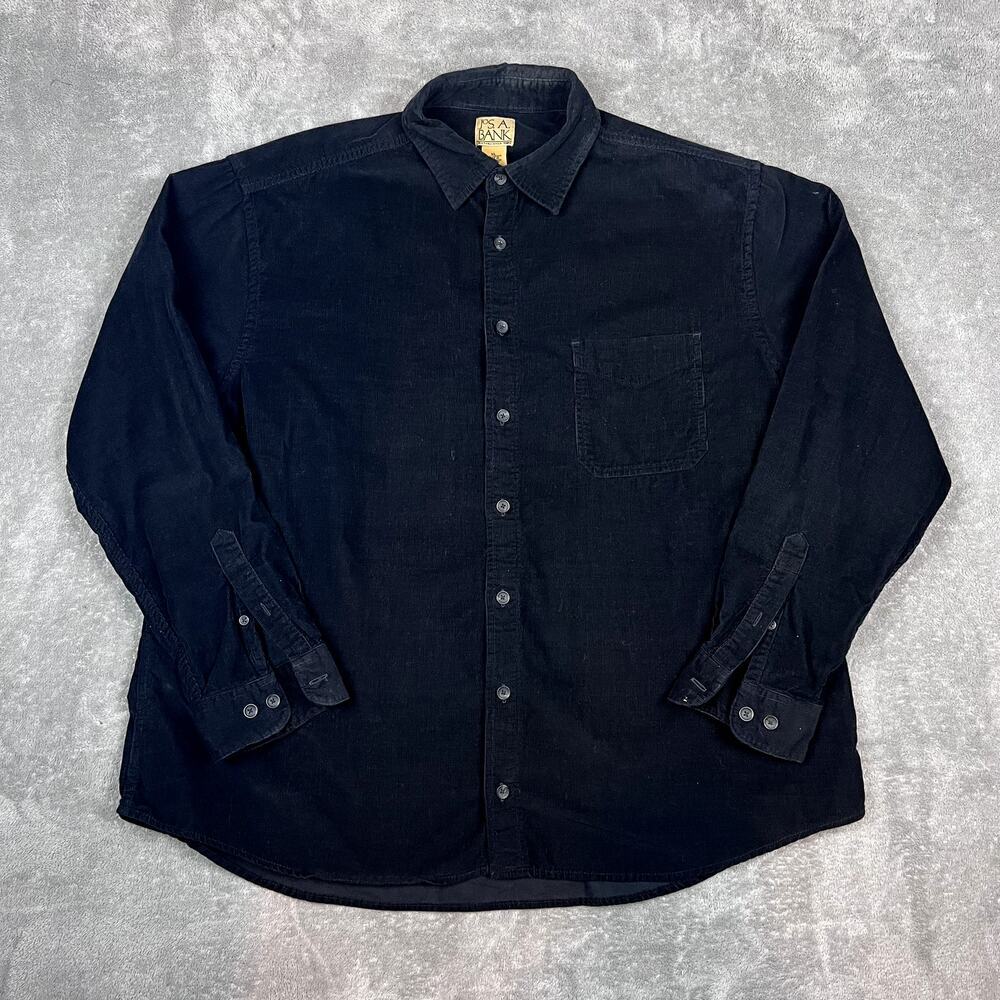 JoS. A. Bank Shirt Mens XL Corduroy Long Sleeve‎ Button-Up Lightweight Black
